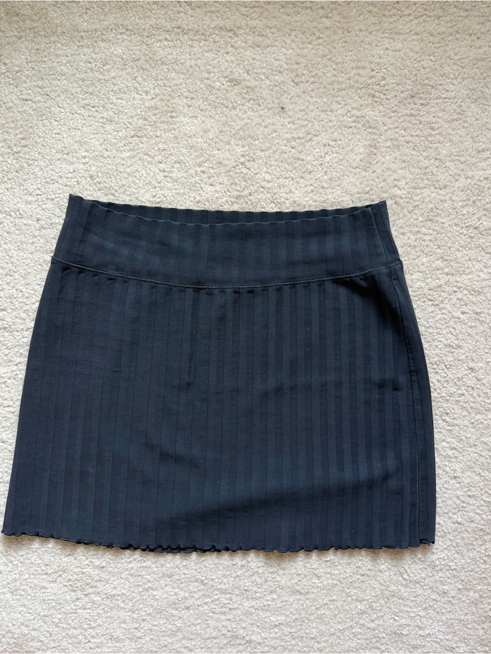 Classic Black Ribbed Mini Skirt - Women